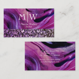 Mit Monogramm Eleganter Lila Glitzer aus Marmor Lu Visitenkarte