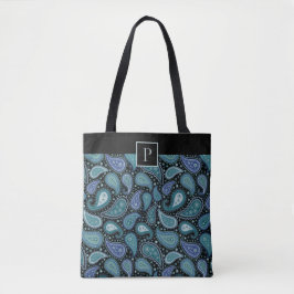 Mit Monogramm elegantes Retro Blue Paisley Muster
