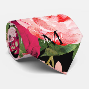 Mit Monogramm, elegantes Rosa Schwarz Krawatte