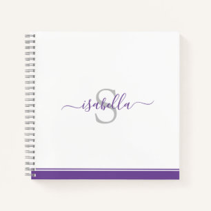 Mit Monogramm Elegantes Skript Lila Notizbuch