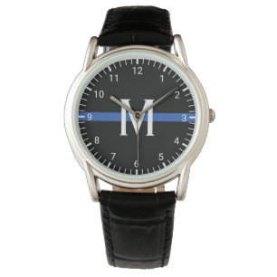 Mit Monogramm erste polizeiliche Thin Blue Line Armbanduhr