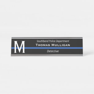 Mit Monogramm erste Polizeimission der Thin Blue L Schreibtischnamensplakette