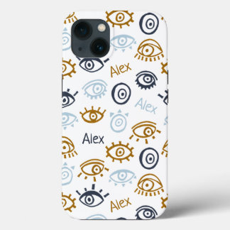 Mit Monogramm Evil Eye Muster | Name hinzufügen Case-Mate iPhone Hülle