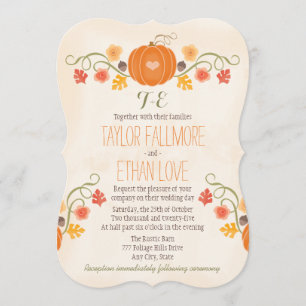 Mit Monogramm Fall-Kürbis-Hochzeits-Einladungen Einladung