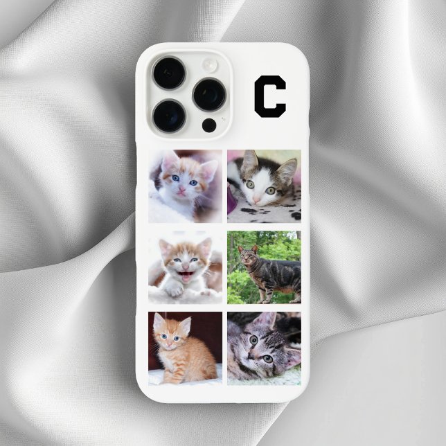 Mit Monogramm Familienkleidung 6 m² FotoCollage Case-Mate iPhone Hülle (Monogrammed 6 Square Pet Photo Collage White Case-Mate iPhone Case)