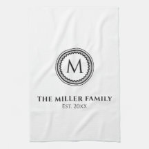 Mit Monogramm | Familienname | Schwarz-weiß & grau