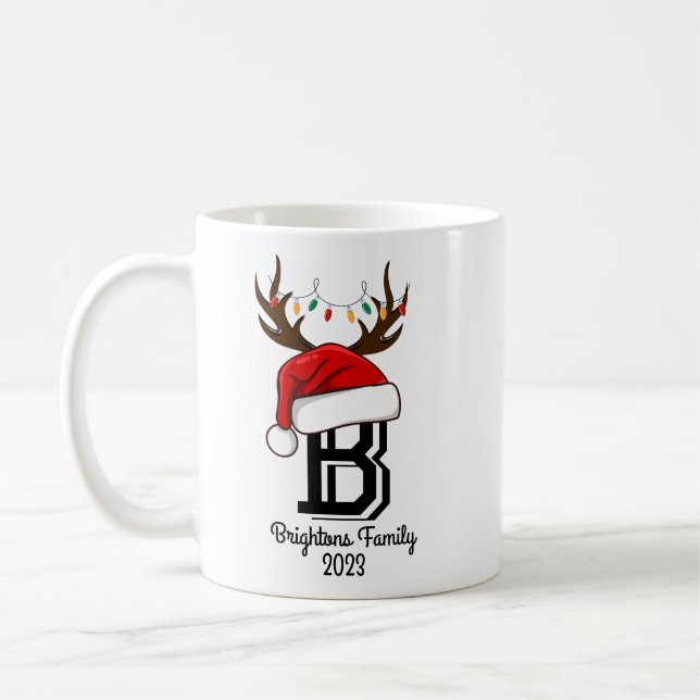 Mit Monogramm Familienname Weihnachten Kaffeetasse (Links)