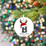 Mit Monogramm Familienname Weihnachten Keramik Ornament<br><div class="desc">Mit Monogramm Familienname Weihnachten</div>