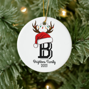 Mit Monogramm Familienname Weihnachten Keramik Ornament