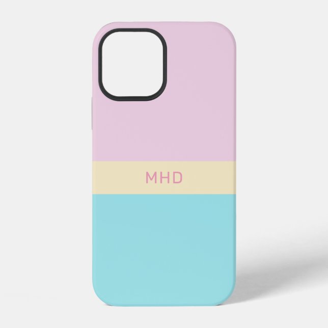 Mit Monogramm Farbblöcke - Telefongehäuse iPhone Hülle (Rückseite)