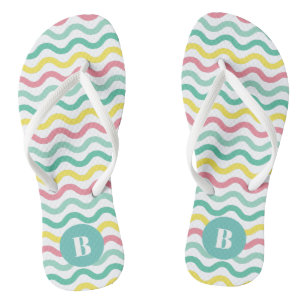 Mit Monogramm, farbiges Muster Flip Flops