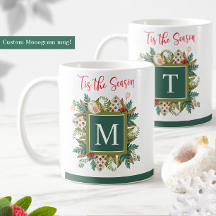 Mit Monogramm, festliche Grün- und Feiertagskekse Kaffeetasse
