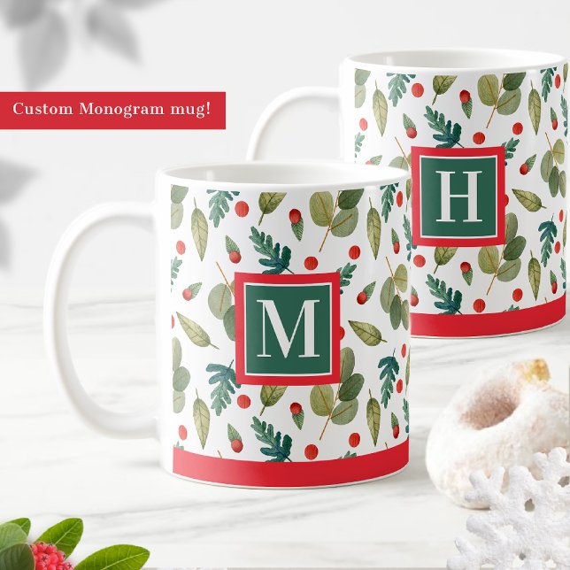 Mit Monogramm, festliche Grünanlage und Heilige, r Kaffeetasse (Von Creator hochgeladen)