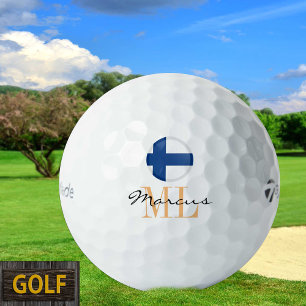 Mit Monogramm finnische Flagge und finnische Golfb Golfball