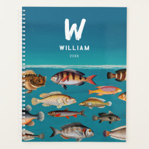 Mit Monogramm Fisch unter blauem Ozean Planer