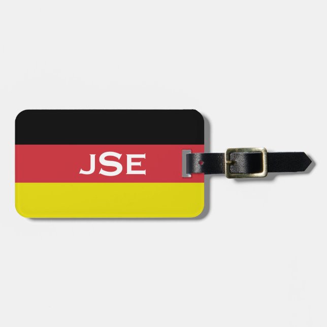 Mit Monogramm ~ Flagge Deutschlands Gepäckanhänger (Vorderseite horizontal)