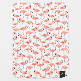 Mit Monogramm Flamingo Print Babydecke