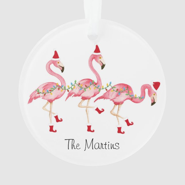 Mit Monogramm Flamingo Weihnachtsschmuck Ornament (Rückseite)