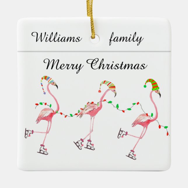 mit Monogramm Flamingos Weihnachtsschmuck (Vorderseite)