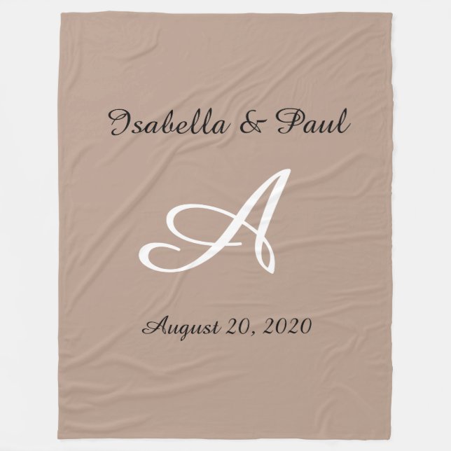 Mit Monogramm Fleecedecke, Hochzeitsgeschenk Fleecedecke (Vorderseite)