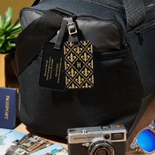 Mit Monogramm Fleur-de-Lis-Muster Gepäckanhänger