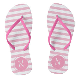 Mit Monogramm Flip-Flops, rosa und weiß gestrichen Flip Flops