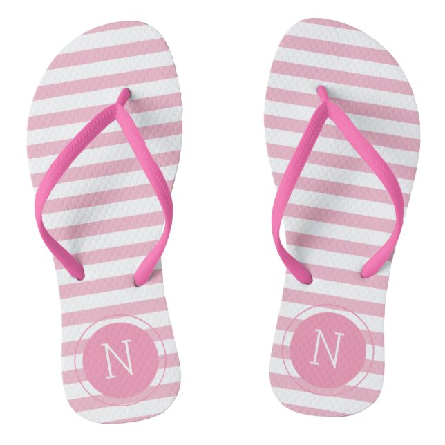 Mit Monogramm Flip-Flops, rosa und weiß gestrichen Flip Flops (Fußbett)