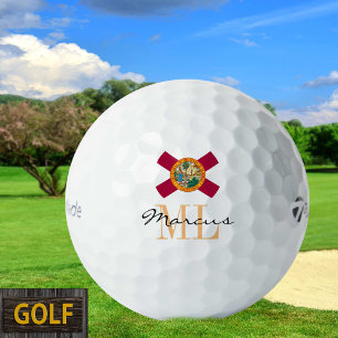 Mit Monogramm Florida Flag & Golfing Florida, USA Golfball