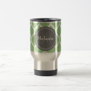 Mit Monogramm Folie Grün & Grau Reisebecher