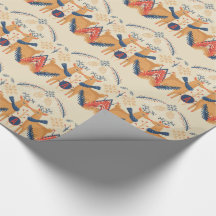 Mit Monogramm Folk Art Christmas Deer Trees Blue R