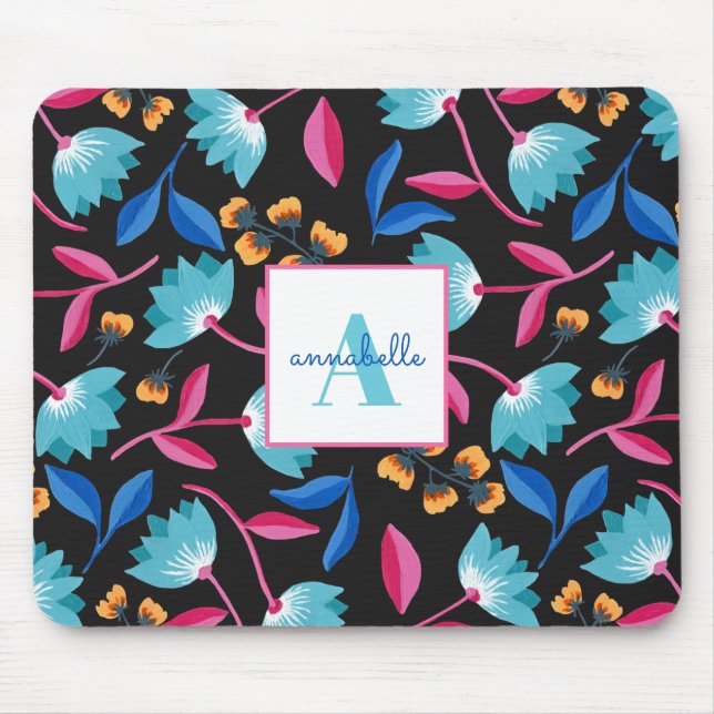 Mit Monogramm Folkloremuster Mousepad (Vorne)