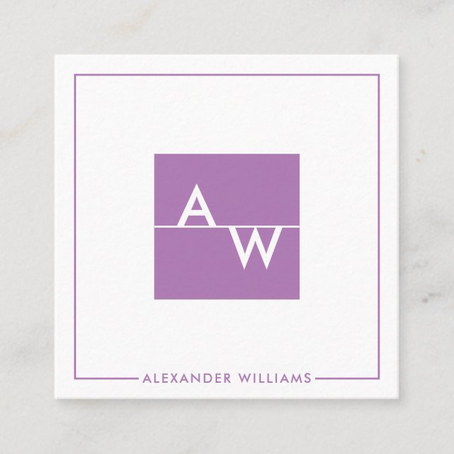 Mit Monogramm Formular Quadratische Visitenkarte (Vorderseite)