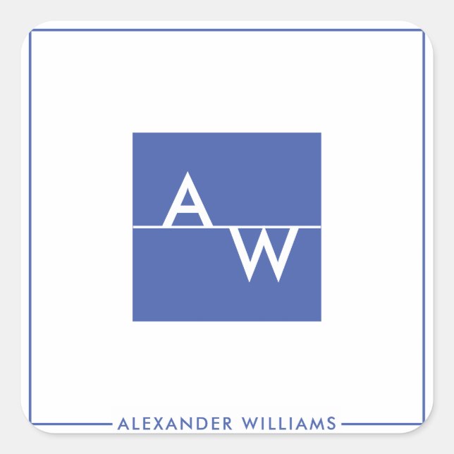 Mit Monogramm Formular Quadratischer Aufkleber (Vorderseite)