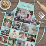 Mit Monogramm Foto Collage Grid Muster Aquamarin b Schürze<br><div class="desc">Feiern Sie die Freuden von Familie und Freunden mit einer eleganten Collage Schürze für Fotos. Wenn Sie einen Hintergrund oder Text in anderen Farben als aquamarin blau und grau bevorzugen, lesen Sie die folgenden Anweisungen. (IMAGE PLACEMENT TIP: Eine einfache Möglichkeit, ein Foto genau so zu zentrieren, wie Sie es gewollt...</div>