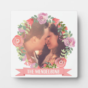 Mit Monogramm Foto mit Blumenkranz Fotoplatte