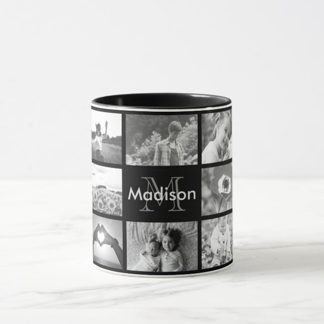 Mit Monogramm Fotoschwarzweiss-schablone Tasse (Zentrum)