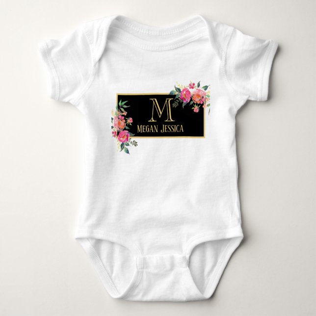 mit Monogramm Frau personalisiert Name Baby Baby Strampler (Vorderseite)