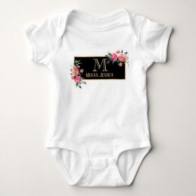 mit Monogramm Frau personalisiert Name Baby Strampler (Vorderseite)