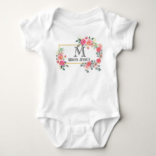 mit Monogramm Frau personalisiert Name Baby Strampler