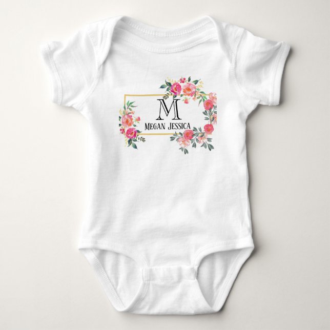 mit Monogramm Frau personalisiert Name Baby Strampler (Vorderseite)