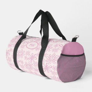 Mit Monogramm Frauenrosa Doodle-Muster auf Rosa Bl Duffle Bag