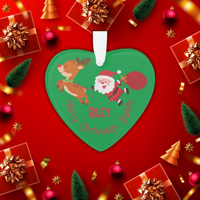 Mit Monogramm frohe Weihnachten Daddy | Herzdekora Ornament (Von Creator hochgeladen)