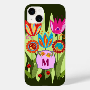 Mit Monogramm Frühling mit Tulpen Case-Mate iPhone 14 Hülle