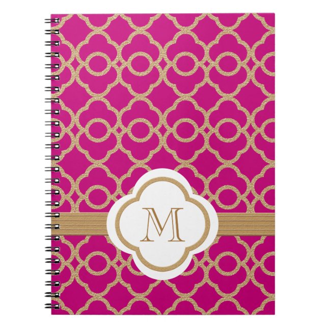 Mit Monogramm Fuchsien und Goldmarokkaner Notizblock (Vorderseite)