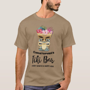 Mit Monogramm Funny Island Beach Tiki Bar T-Shirt