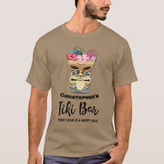 Mit Monogramm Funny Island Beach Tiki Bar T-Shirt