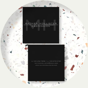 Mit Monogramm für Männer, grau Quadratische Visitenkarte