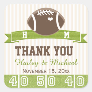 MIT MONOGRAMM FUSSBALL DANKE IHNEN GASTGESCHENK HO QUADRATISCHER AUFKLEBER