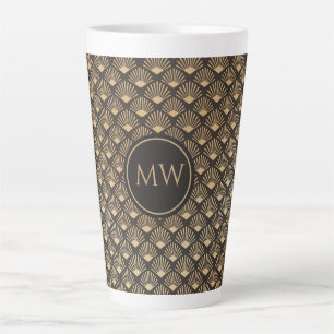 Mit Monogramm Gatsby Style Fan Muster Zuhause Offi Milchtasse