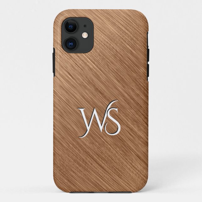 Mit Monogramm gebürstetes Kupfer Case-Mate iPhone Hülle (Rückseite)